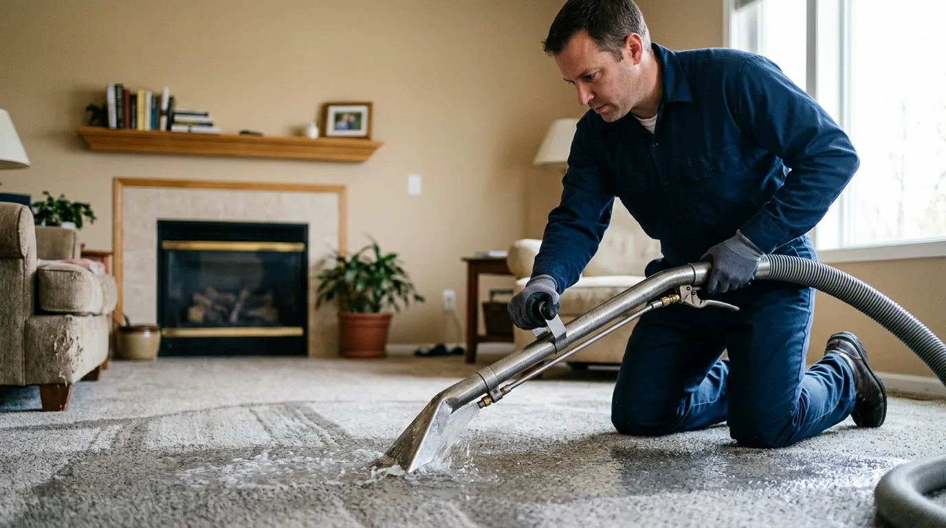 Water damage restoration technician working near Athens, NY